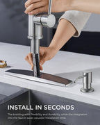 FORIOUS Kitchen Faucet with Cup Washer, Pull Down Sprayer, Brushed Nickel