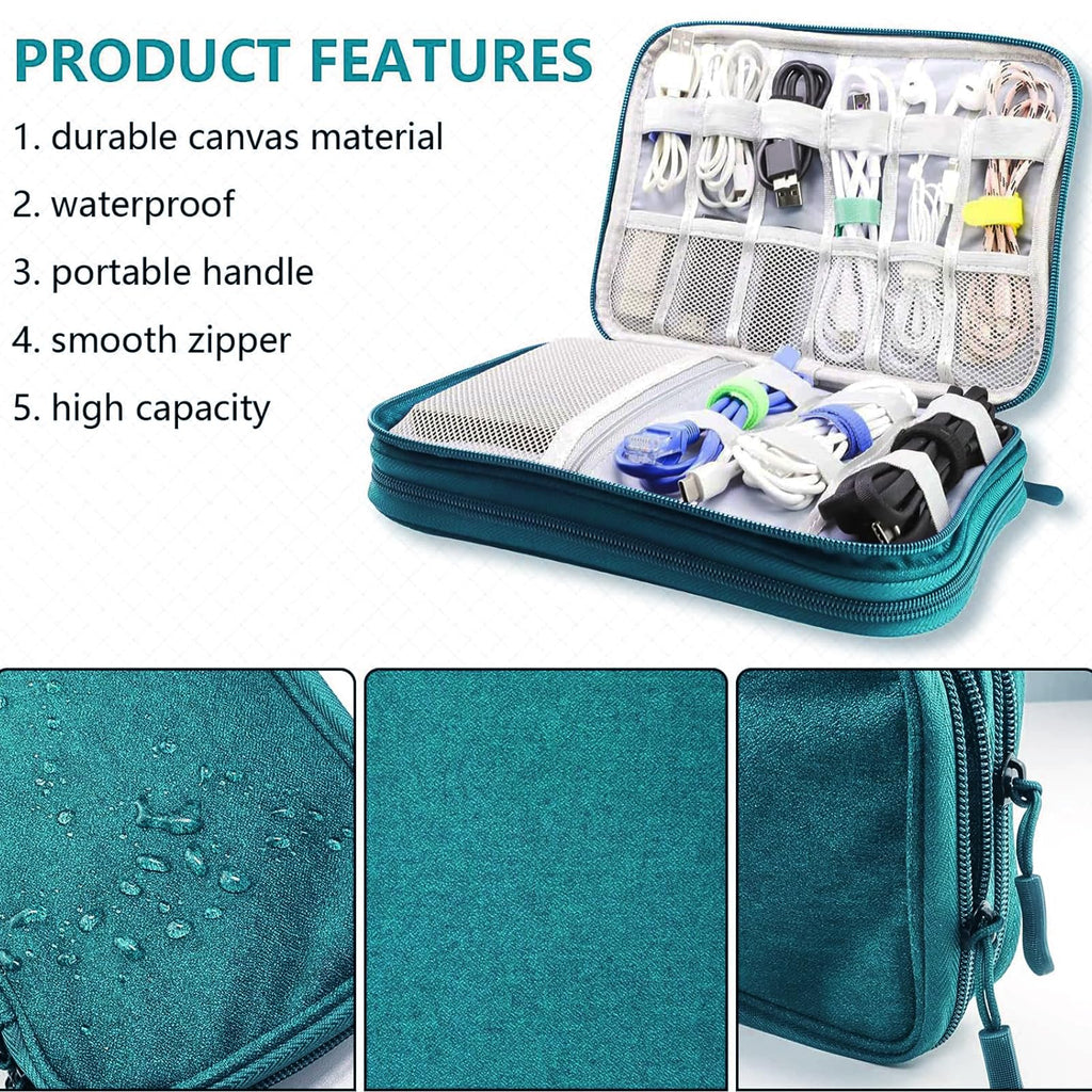 Teskyer Travel Cable Organiser Bag, Travel Essential, Dark Green