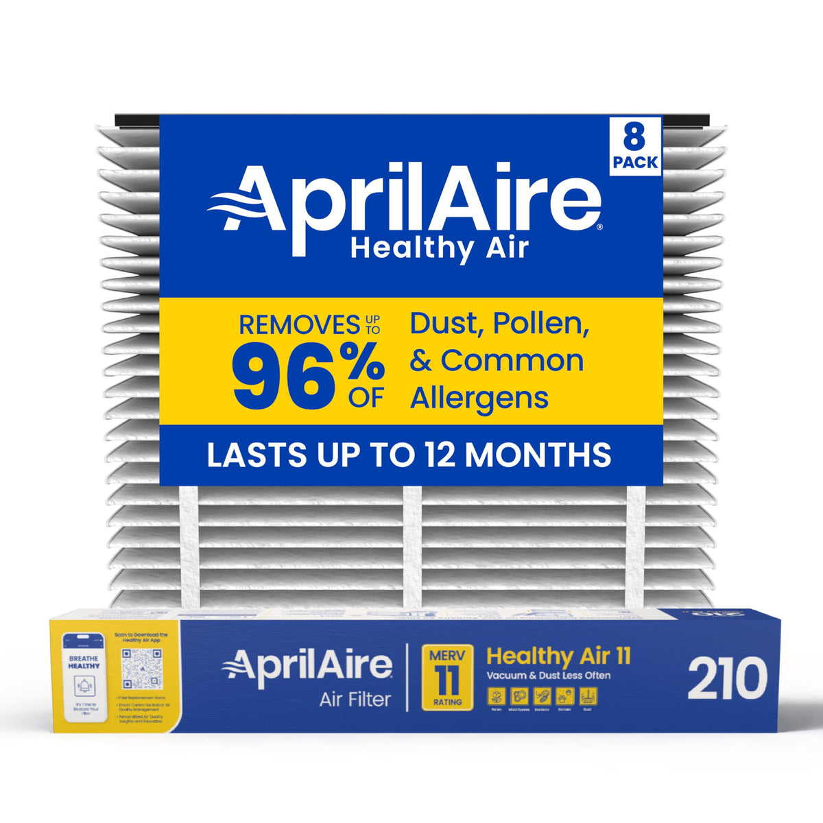 AprilAire 210 Replacement Filter for AprilAire Whole-House Air Purifiers - MERV 11, Clean Air & Dust, 20x25x4 Air Filter (Pack of 1)