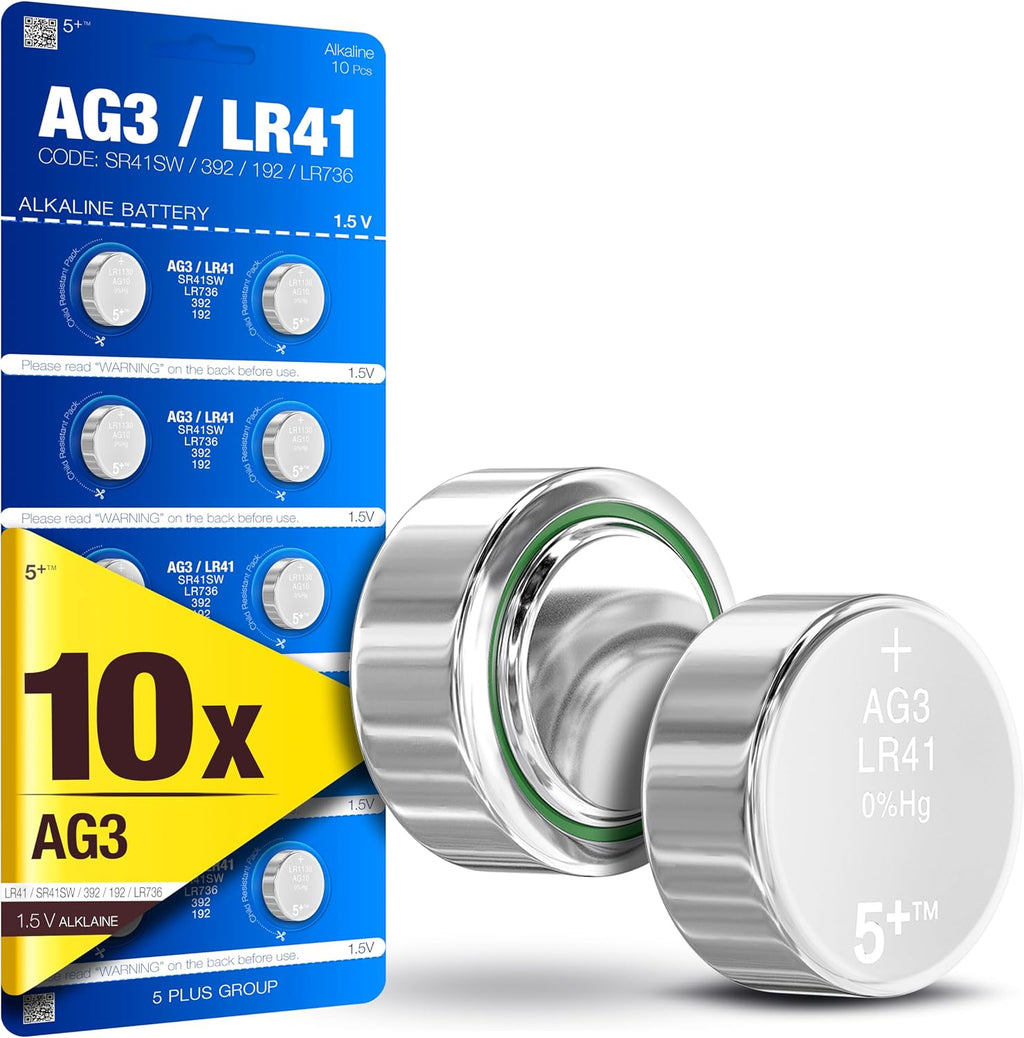 LR41 AG3 392 SR41SW L736 1.5V Alkaline Button Cell Batteries (10 Pack) – Long Lasting Coin Batteries for Watches, Toys, Calculators & Small Electronics