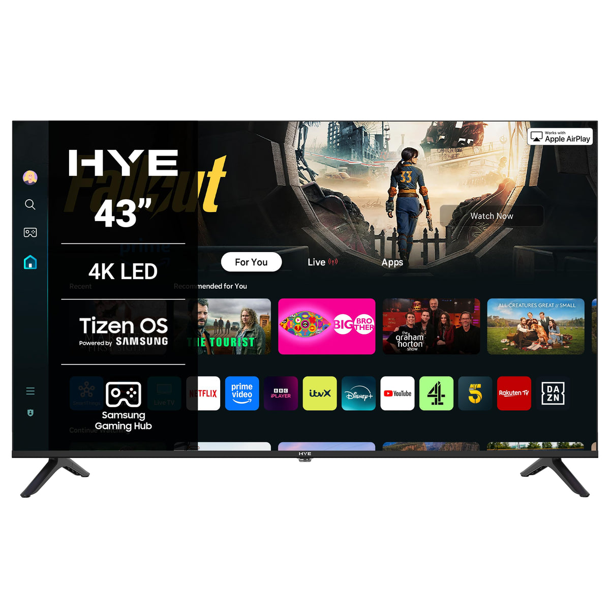 HYE 24" LED Smart TV - HD Ready, Samsung Tizen OS & Gaming Hub, Black