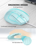 TECKNET USB Wired Mouse,6400 DPI Optical,6-Button Ergonomic Computer Mouse