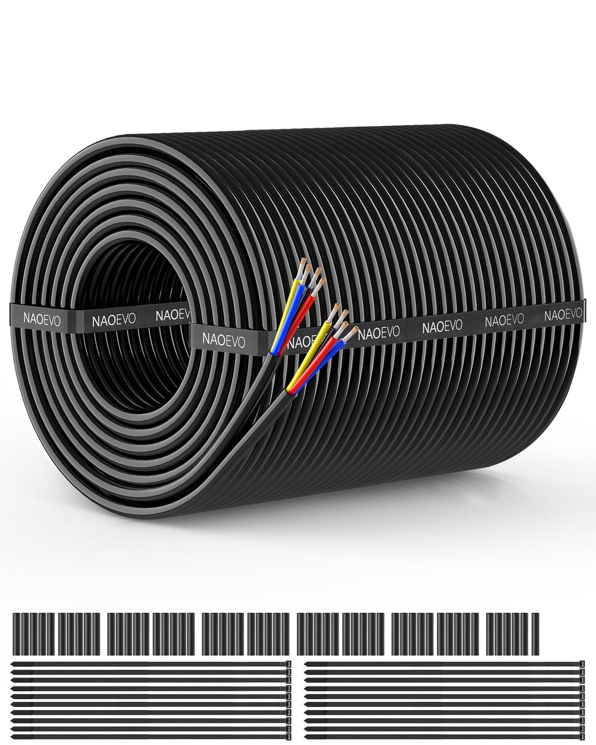 NAOEVO 14 Gauge Wire 3 Conductor, 14 Gauge Automotive Wire 12V Cable, 50FT