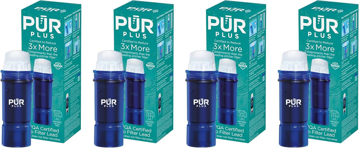 PUR PLUS Water Pitcher Replacement Filter with Lead Reduction (3 Pack), Blue – Compatible with all PUR Pitcher and Dispenser Filtration Systems