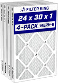 Filter King 24x30x1 Air Filter MERV 8, AC Furnace Filters (4-Pack)
