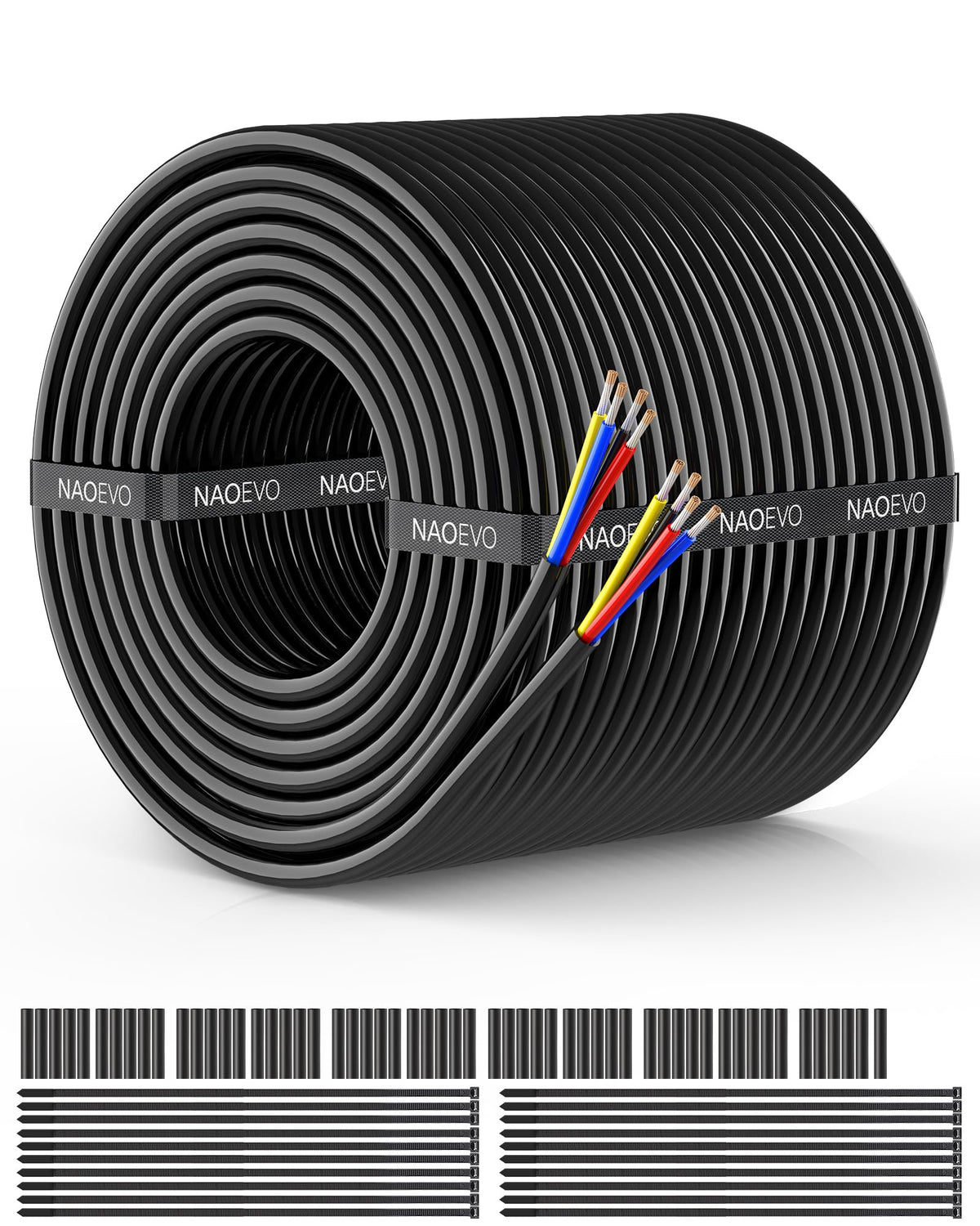 NAOEVO 14 Gauge Wire 3 Conductor, 14 Gauge Automotive Wire 12V Cable, 50FT