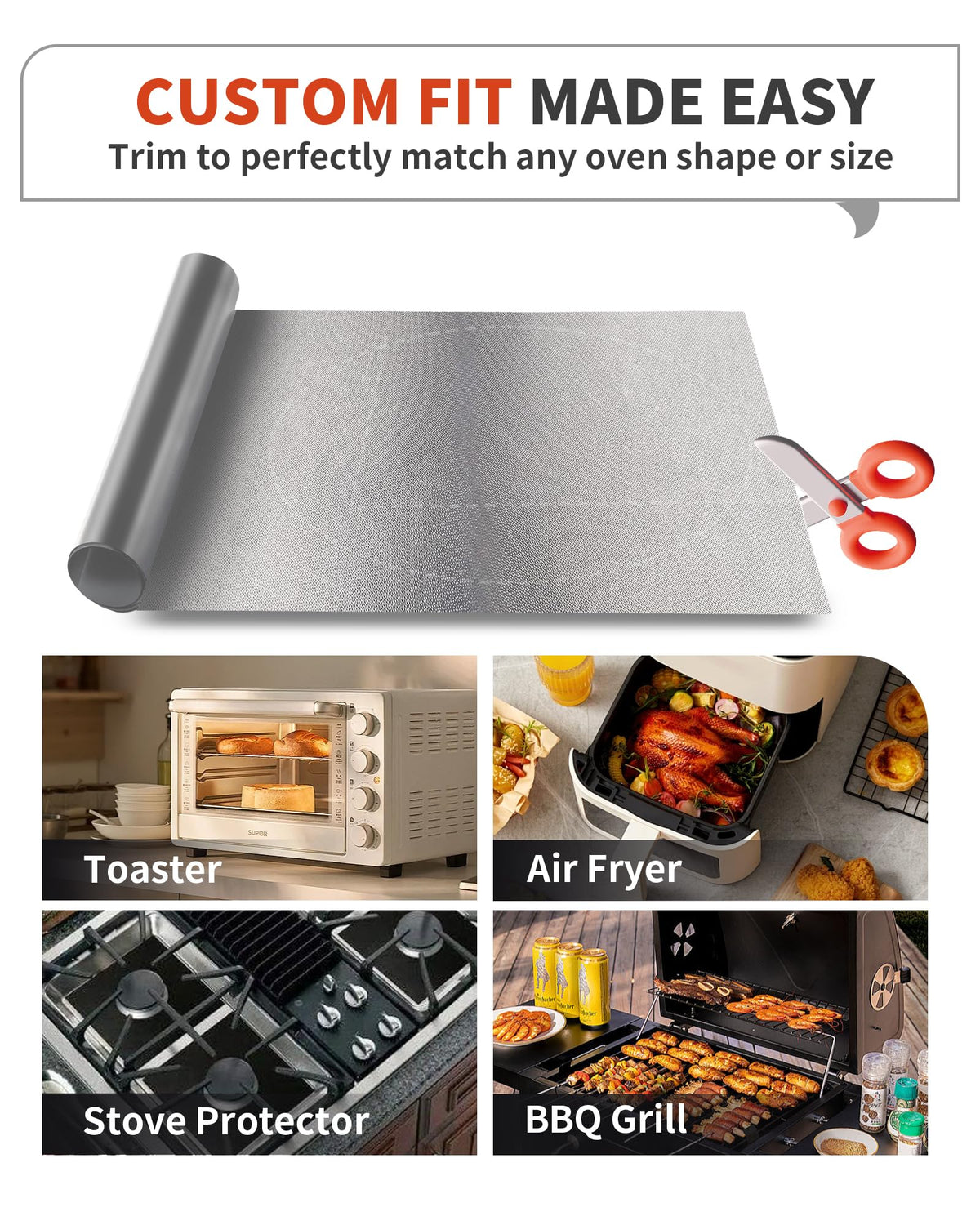 Oven Liners for Bottom of Oven - 2 Pack Large Heavy Duty Oven Mats, 17"x 25" Reusable Matt Liner for Electric, Gas, Toaster Ovens & Grills, BPA & PFOA Free, Kitchen Essentials, Black