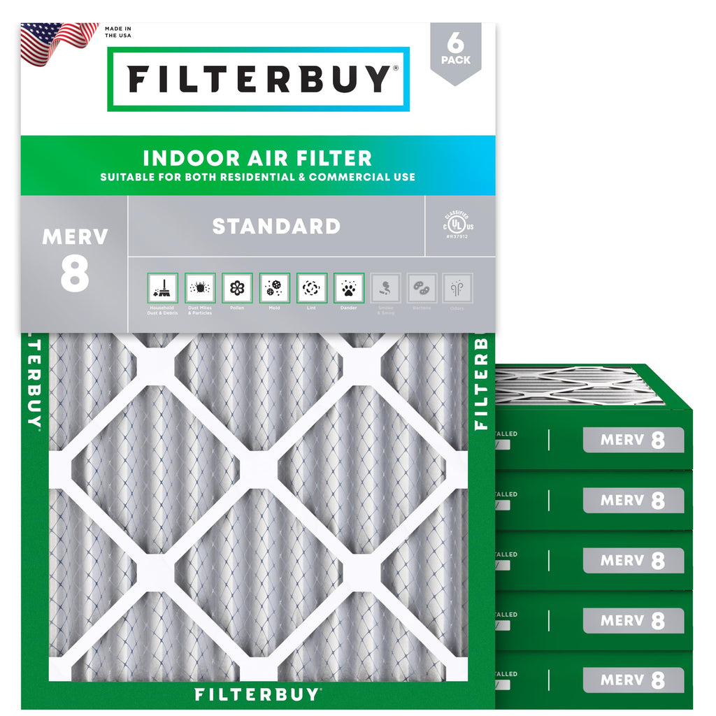 Filterbuy 30x32x1 Air Filter MERV 8 Dust & Allergy Defense (6-Pack)