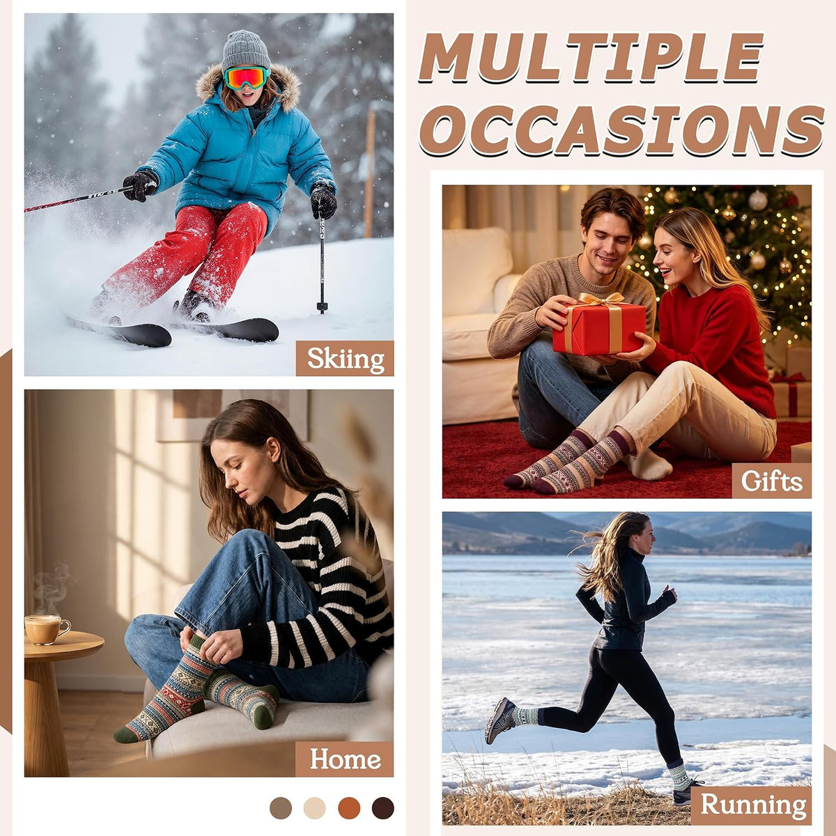 Ladies Socks Wool Thermal Fluffy Gifts For Women 5 Pairs