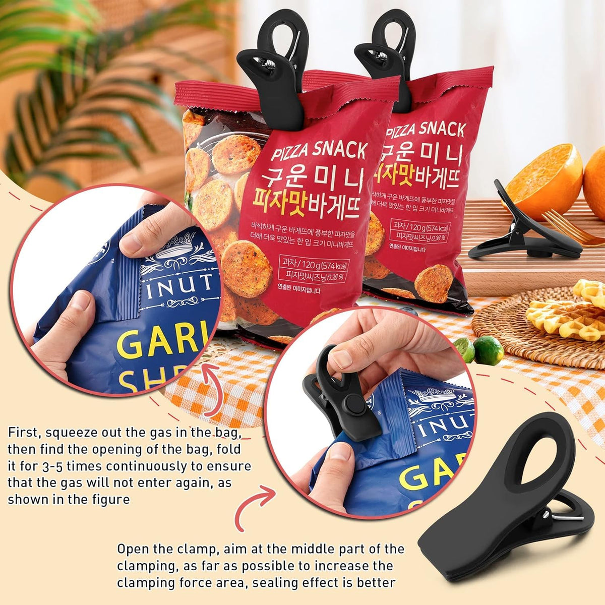 Chip Clips, Bag Clips for Food Storage, 12 Pack Multicolor