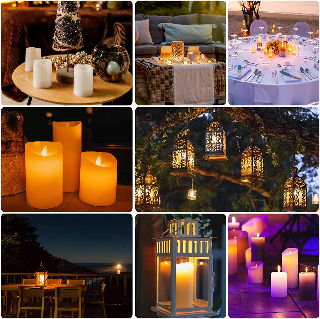 YOROXRG Solar flameless Candles Outdoor Waterproof,Dusk to Dawn Outdoor Lighting, Flickering fameless Reusable LED Light Candles for Lantern Garden Camping and Home Decor, 3D Wick (3"X6") Set of 2