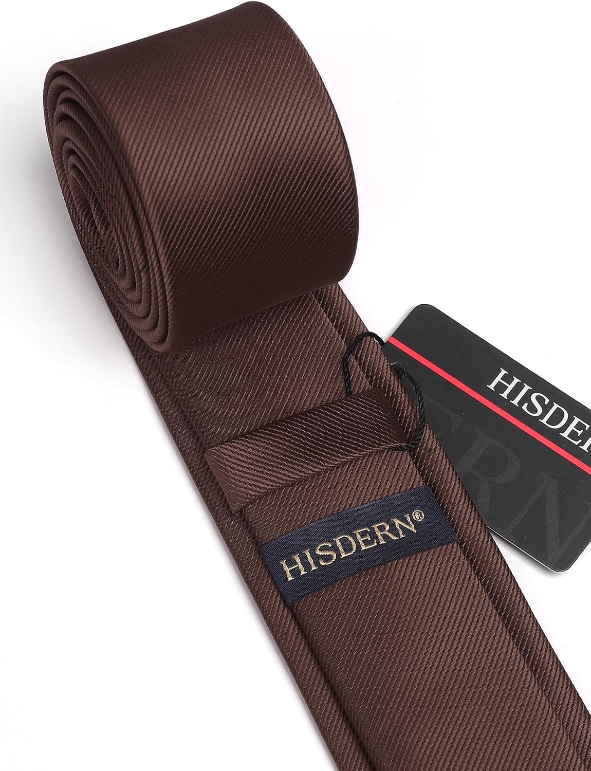 HISDERN Skinny Tie Solid Color 6cm Slim Ties for Men Wedding Classic Formal Business Necktie