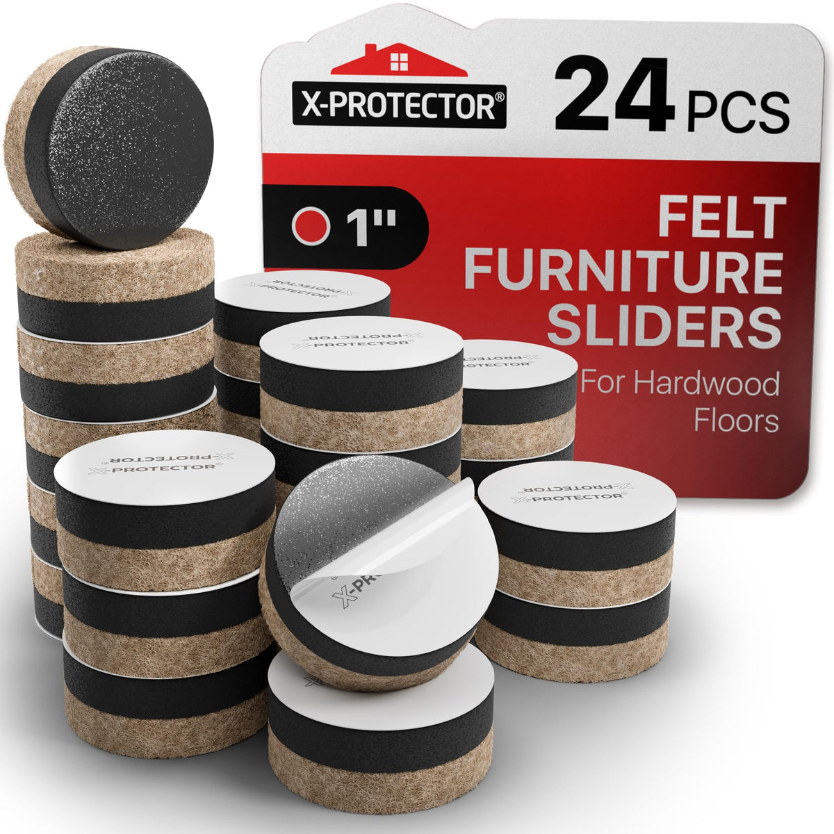 Felt Furniture Sliders for Hardwood Floors X-PROTECTOR 16 PCS 3 ½”