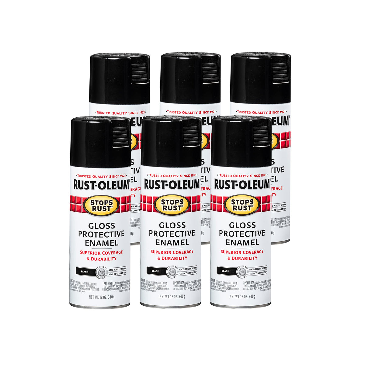 Rust-Oleum 7776830 Stops Rust Spray Paint, 12 oz, Flat Black