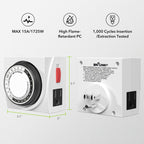 BN-LINK U47 Indoor Mini 24-Hour Mechanical Outlet Timer, 3-Prong, 2-Pack