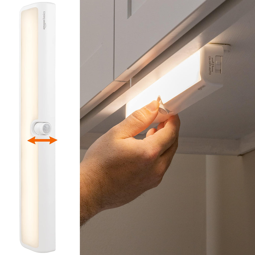 Amazon Basics LED Puck Lights, Battery Operated, 50 Lumens, Under Cabinet Lighting, Easy to Install, Easy to Use, Adhesive Backing, 2-Pack, White