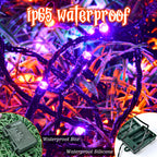 Christmas Lights Outdoor Battery Operated String Lights Total 100LED 33Ft with Timer 8 Modes 16.4Ft*2 Waterproof Outdoor Indoor for Christmas Decor, Warm White, 2-Pack