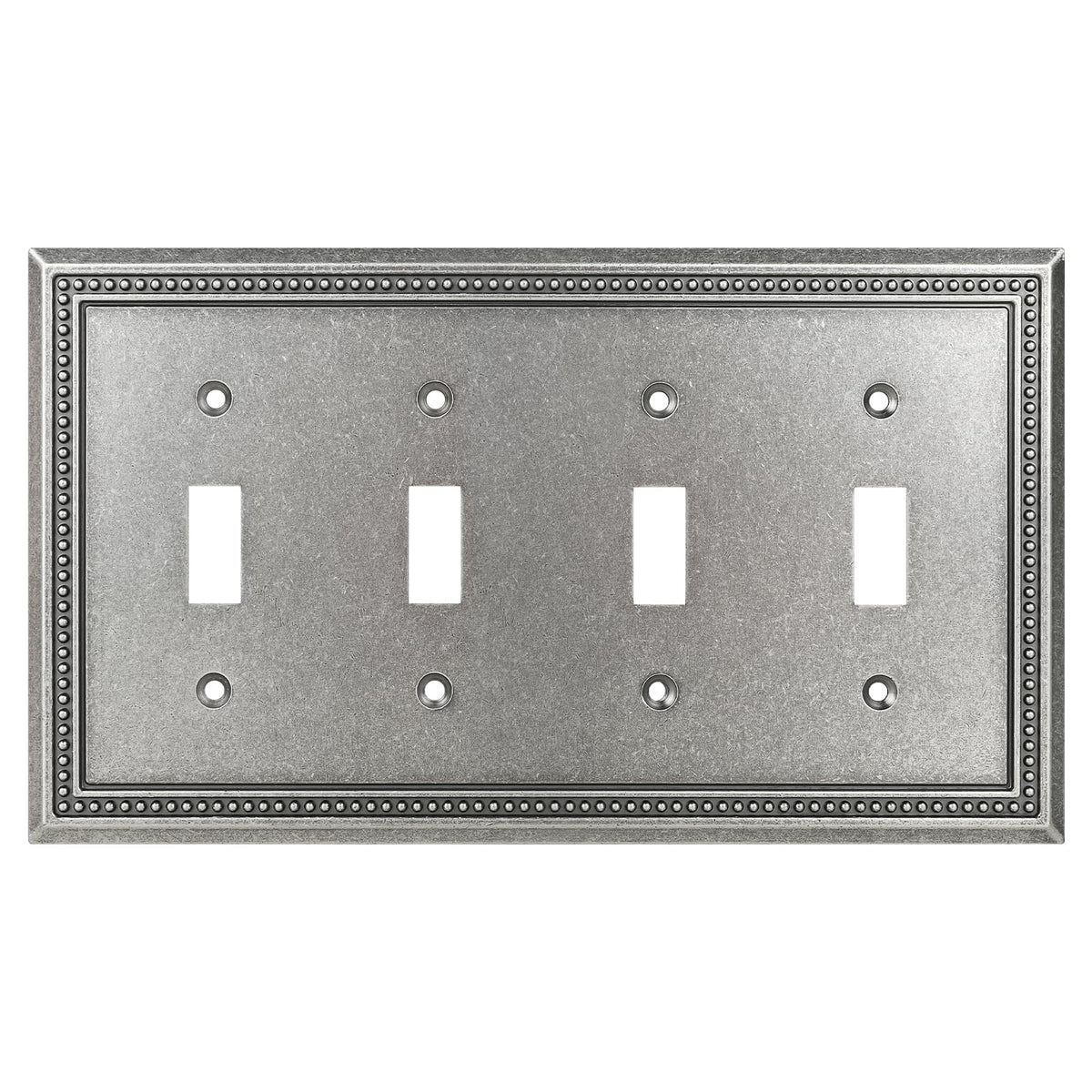 Sunken Pearls Heavy-Duty 4 Toggle Light Switch Plate, Antique Brass, 1 Pack