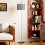 Ambimall Floor Lamp for Living Room with Smart Light Bulb, RGB + Stepless Dimmable Colors Temperature & Brightness(White Shade & Black Pole)