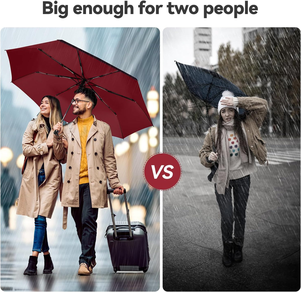 TechRise Umbrella, Compact Strong Windproof Automatic Umbrellas, Folding Lightweight, Portable Travel Golf Umbrella for Rain