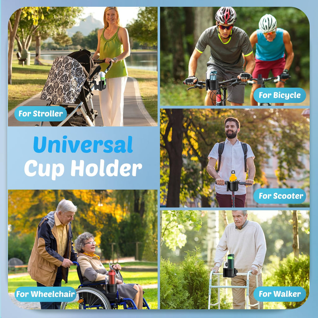 Wheelchair Cup Holder: Universal Cup Holder with Phone Holder for Pram Bike