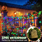 Christmas Lights Outdoor Battery Operated String Lights Total 100LED 33Ft with Timer 8 Modes 16.4Ft*2 Waterproof Outdoor Indoor for Christmas Decor, Warm White, 2-Pack