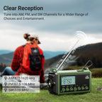 Mesqool Portable Wind Up Hand Crank and Solar Powered Radio with USB Phone Charger, Emergency Radio with SOS Alarm and Flashlight, AM/FM/SW Radio with 12000mAh Rechargeable Battery for Outdoor
