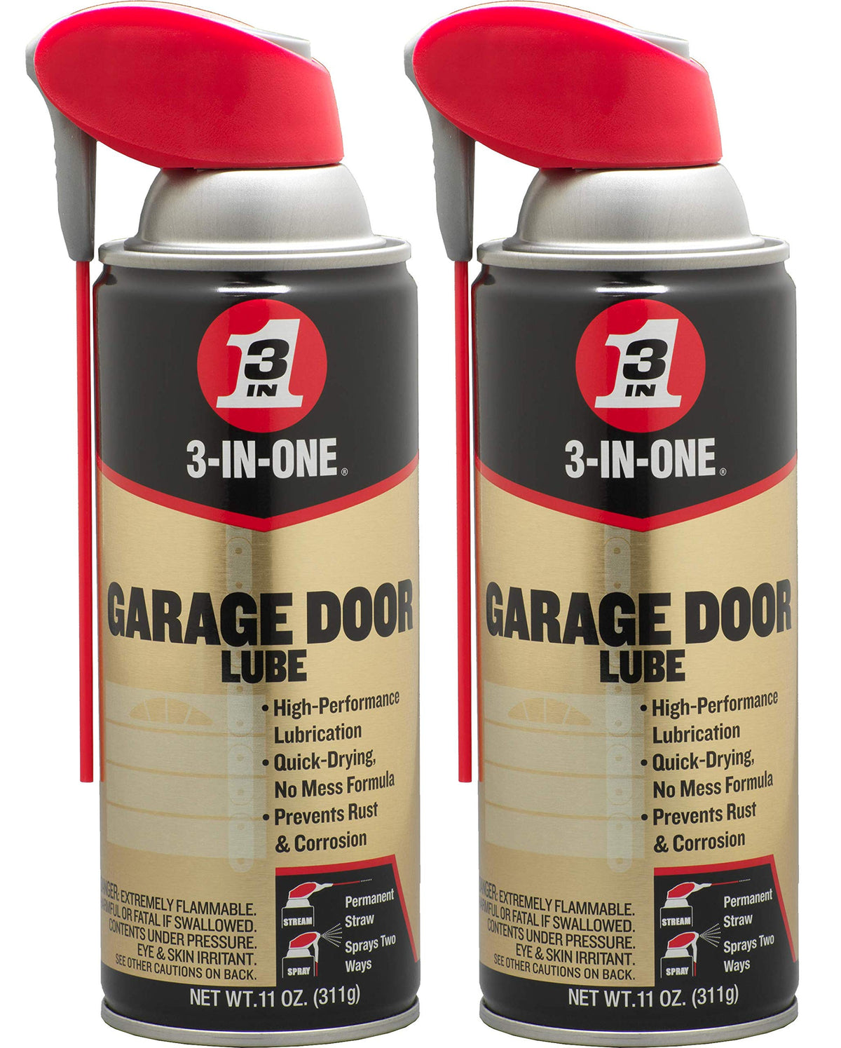 3-IN-ONE Garage Door Lubricant with SMART STRAW SPRAYS 2 WAYS, 11 OZ