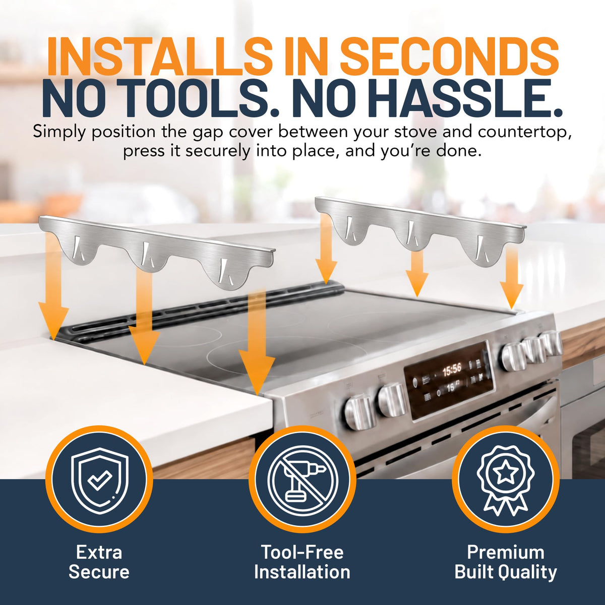 Linda’s Essentials Silicone Stove Gap Covers (2 Pack), Heat Resistant Oven Gap Filler Seals Gaps Between Stovetop and Counter, Easy to Clean Stove Gap Guard (21 Inches, Black)