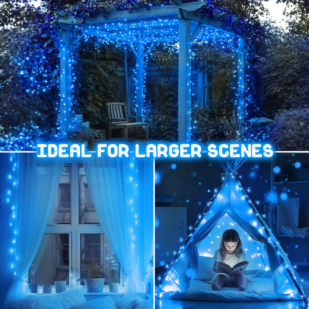 Christmas Lights Outdoor Battery Operated String Lights Total 100LED 33Ft with Timer 8 Modes 16.4Ft*2 Waterproof Outdoor Indoor for Christmas Decor, Warm White, 2-Pack