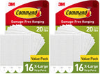 Command 20 lb X-Large Picture Hanging Strips, 16 Pairs White Command Strips Heavy Duty Picture Hanger