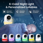 Babysense Prisma Baby Monitor with Camera and Night Vision, 5” HD Video Baby Monitor, 6-Color Night Light, Split Screen, Baby Sound Machine with White Noise & Lullabies, Secure No WiFi