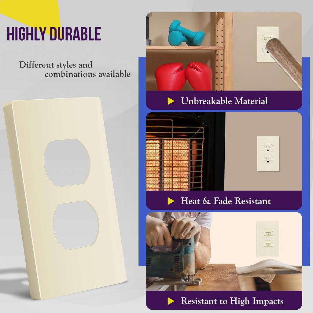 ENERLITES 10 Pack Outlet Covers Wall Plate for Duplex Receptacle, White