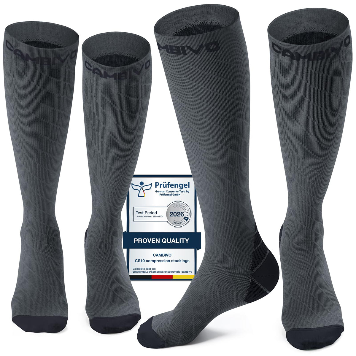 CAMBIVO Compression Socks for Women & Men 2 Pairs, Travel Flight Socks