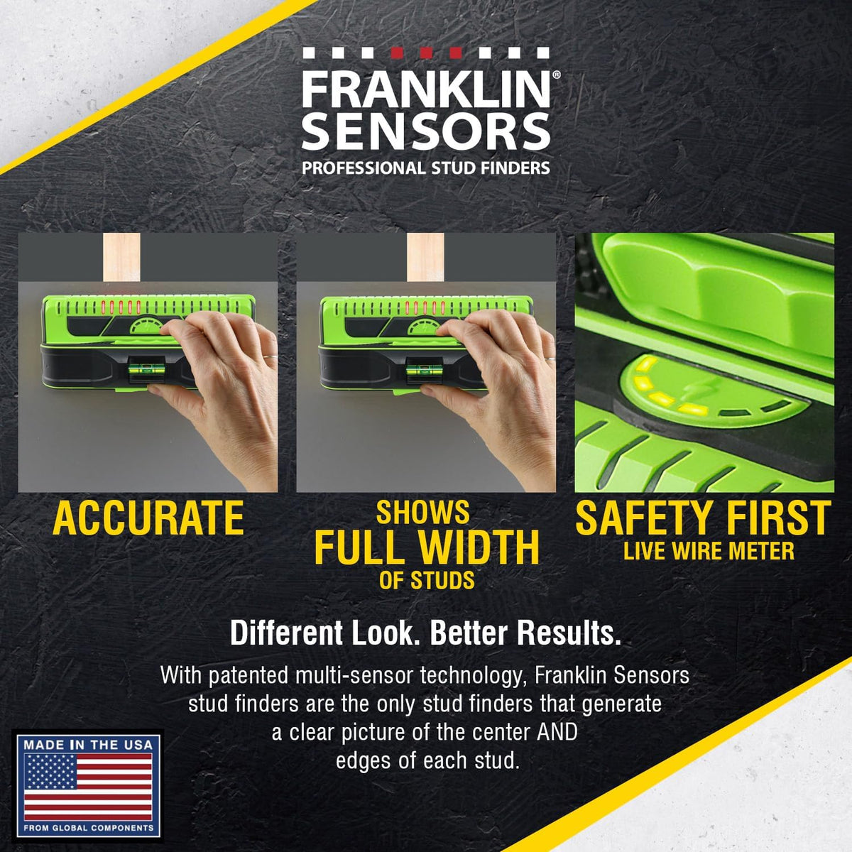 Franklin Sensors ProSensor M210 13-Sensor Stud Finder, Live Wire Detection
