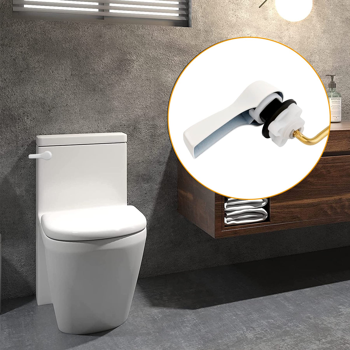 Hibbent Universal Metal Front Mount Toilet Handle Replacement Kit