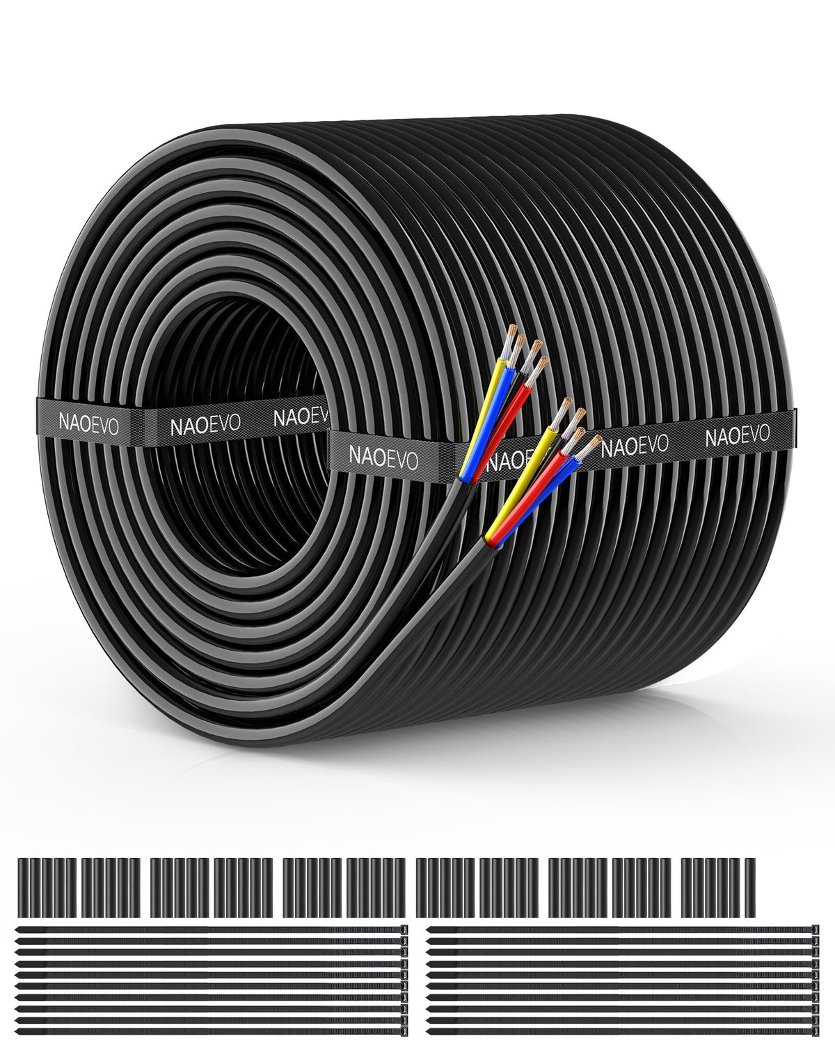 NAOEVO 14 Gauge Wire 3 Conductor, 14 Gauge Automotive Wire 12V Cable, 50FT
