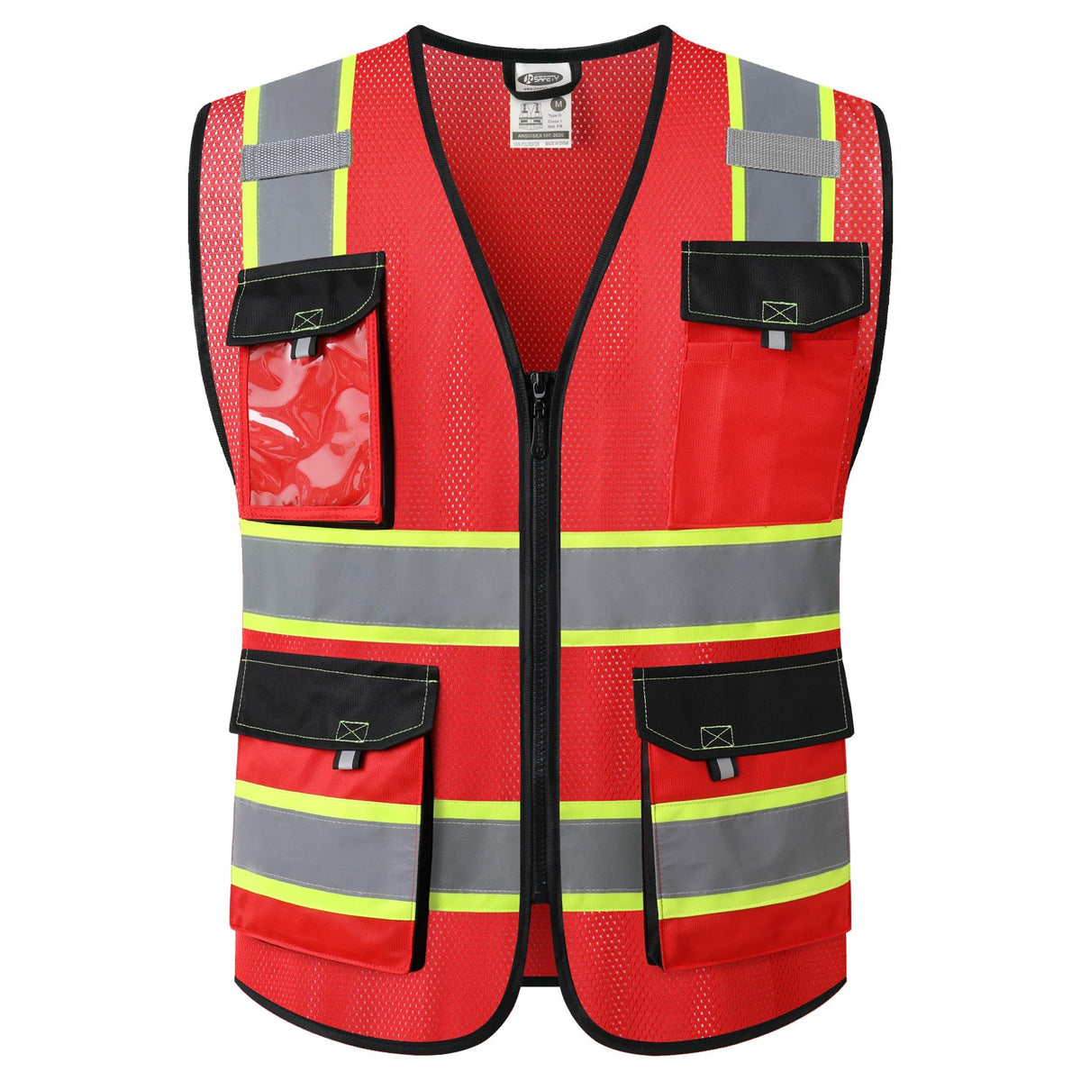 JKSafety Safety Vest for Men Women Hi Vis Reflective Vest JK220 OBlack L