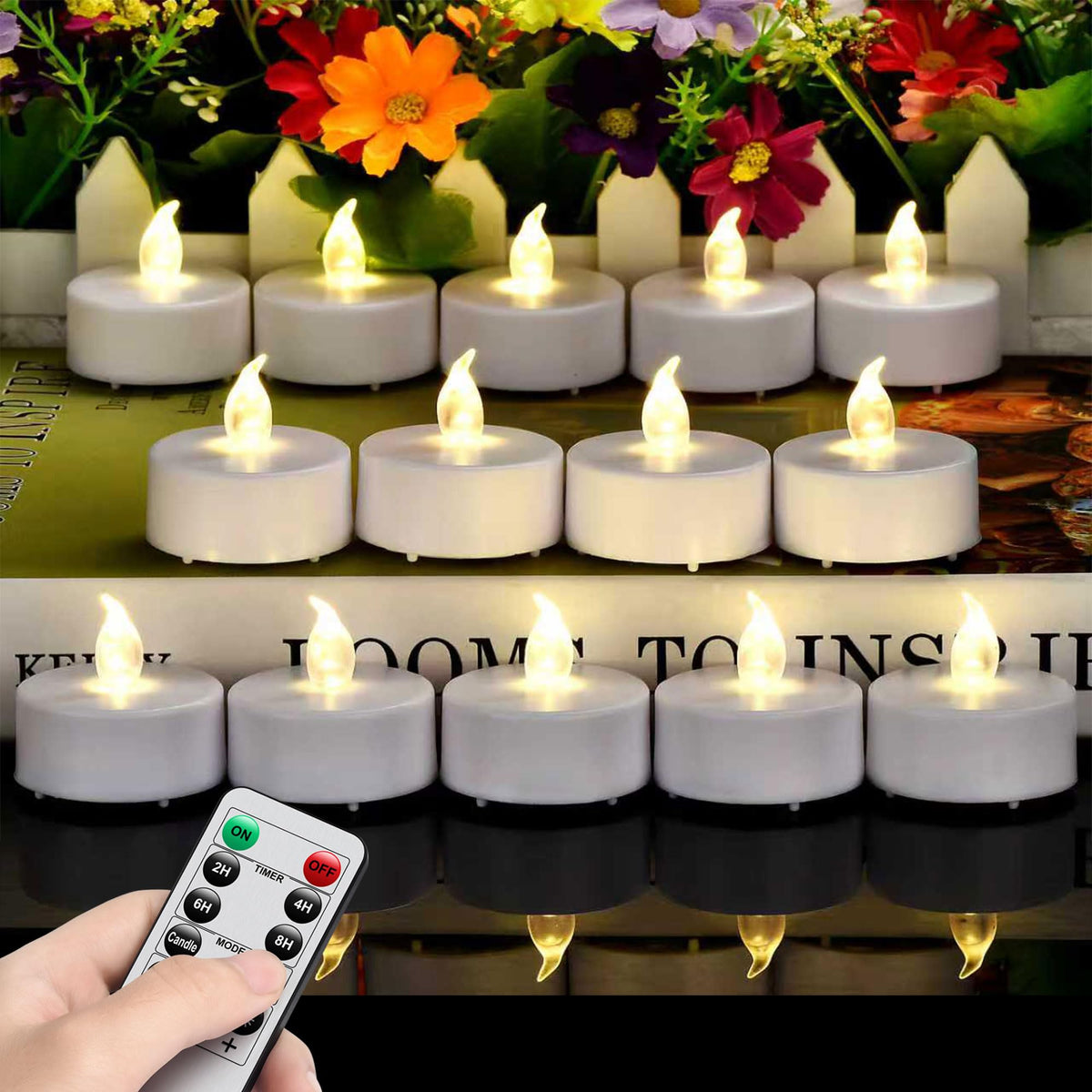 Battery Operated LED Tea Lights Flameless Flickering Candles 50PACK Blue
