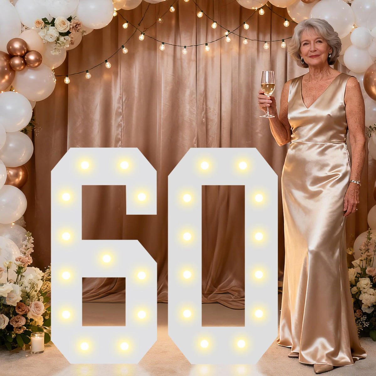 Pooqla 2.4FT Light Up Numbers, Marquee Numbers 2.4 Feet Tall Party Decor for Her Him, Mosaic Big Sign for 7th 17th 70th Birthday Anniversary Decoration Backdrop, Large Pre-Cut Frame Number 7