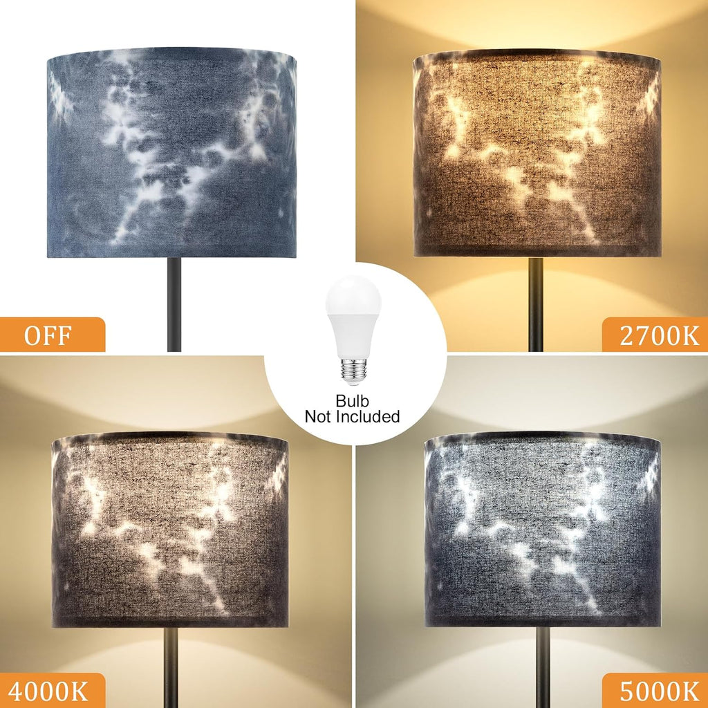 Ambimall Floor Lamp for Living Room with Smart Light Bulb, RGB + Stepless Dimmable Colors Temperature & Brightness(White Shade & Black Pole)