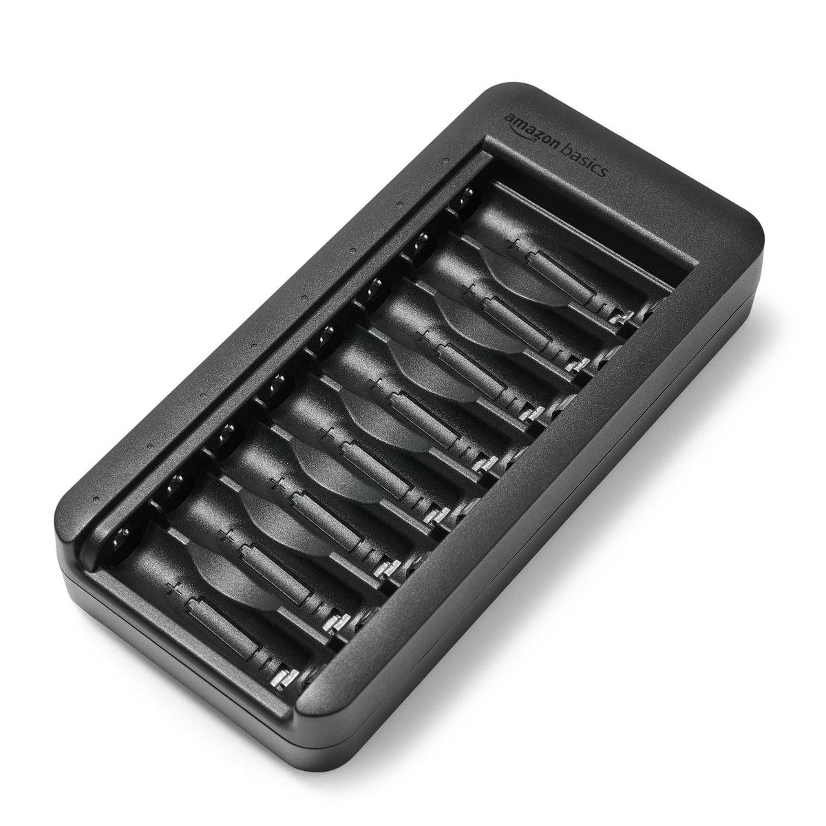 Amazon Basics Battery Charger for Rechargeable AA and AAA NiMh Batteries – UK Plug, 4-Bay, Black