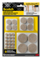Scotch Felt Pads 162 PCS Beige, Felt Furniture Pads for Protecting Hardwood Floors, Round, Assorted Sizes Value Pack, Self-Stick design, Protecting from nicks, dents and scratches (SP845-NA)