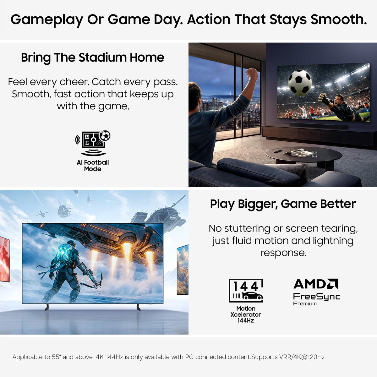 Samsung Smart TV 55-Inch U7020H Crystal UHD 4K TV, HDR10+, Motion Xcelerator, Dynamic Sound Pack, Gaming Hub, Knox Security, Vision AI Companion [2026]