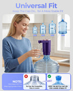 Water Jug Pump for 5 Gallon Bottle – Portable Electric USB-C Charging Dispenser, Dual Powerful Motors, Fast Flow, Fits 2-5 Gallon Jugs – Ideal for Home, Office, Camping, RV, Beige
