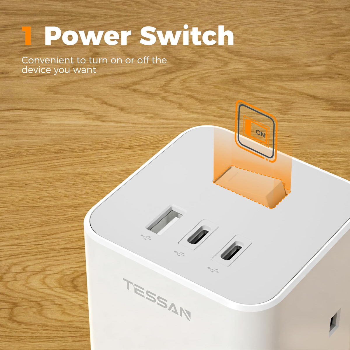 TESSAN Tower Extension Lead 5M with USB C Slots