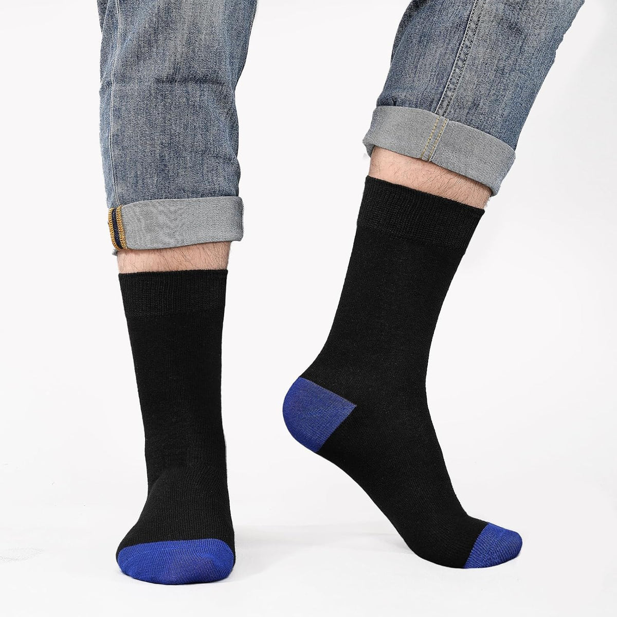 Cirorld 6/10 Pairs Mens Black Socks, Breathable Causal Cotton Socks Men