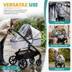 Orzbow Rain Cover for Pram, Large Viewing Window for Easy Access, Clear