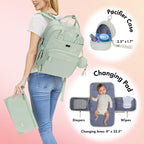Dikaslon Baby Changing Bag Backpack, Large Nappy Back Pack Multifunction Baby Bags with Portable Changing Mat, Pacifier Holder, and Stroller Straps, for Mom and Dad