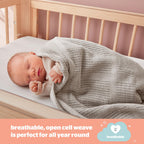 Silentnight Safe Nights Baby Blanket - Pack of 2 Soft 100% Cotton Cellular Baby Blanket for Newborn Ideal for Cot, Crib, Moses Basket and Pram - Baby Essentials - 2 Pack - Grey